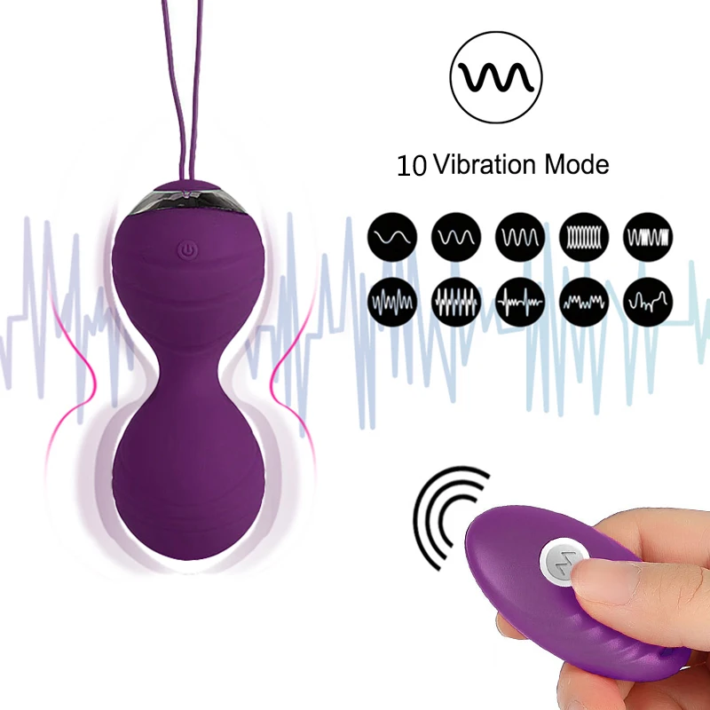 Bola de Kegel con control remoto inalámbrico para mujer, 10 velocidades de vibración, entrenador de ejercicio Vaginal, vibrador Ben Wa, Juguetes