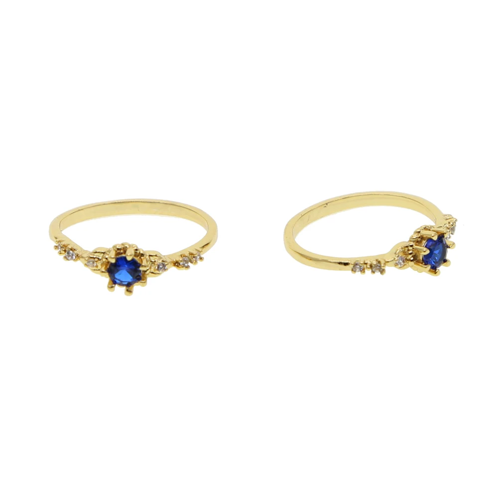 simple fashion blue stone RING for girl gold color minimal delicate jewelry factory drop shipping promotion cute rings image 3