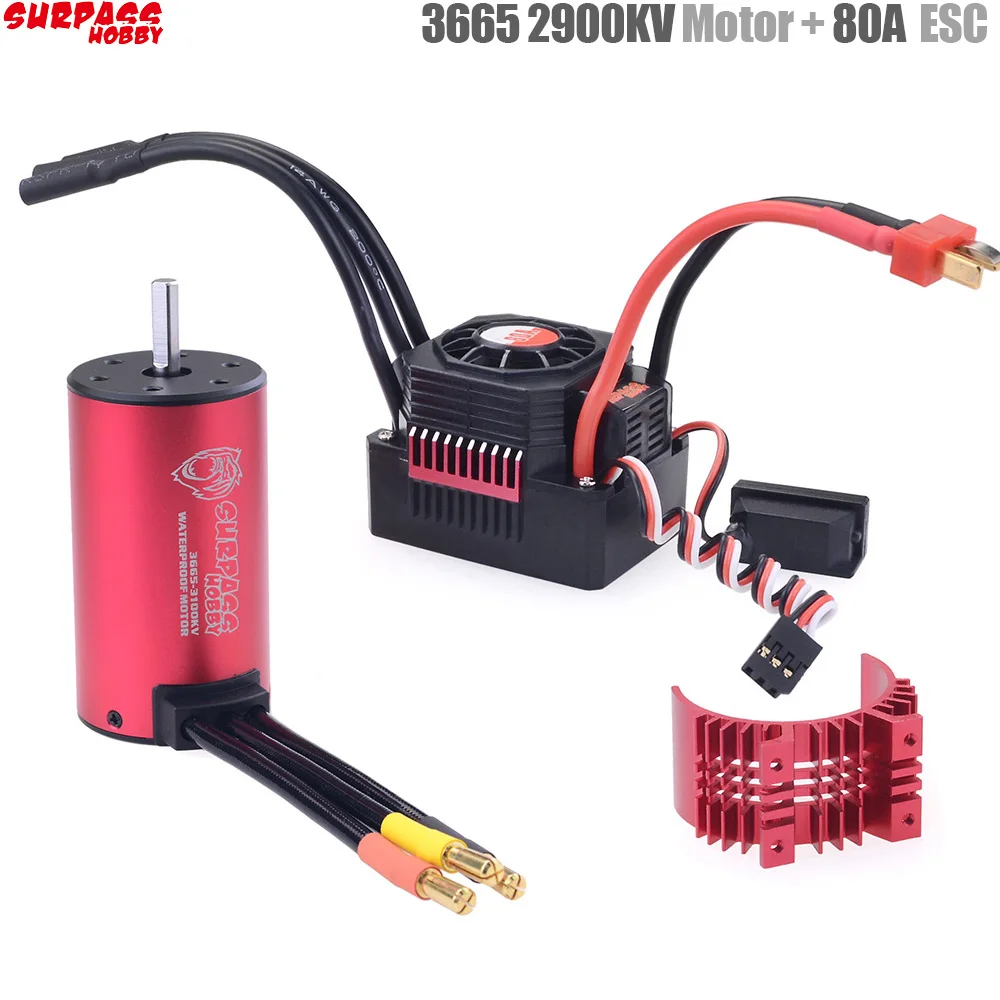 

SURPASS HOBBY KK Waterproof Combo w/Heat Sink 80A ESC 3665 2900KV Brushless Motor for RC 1/10 Car