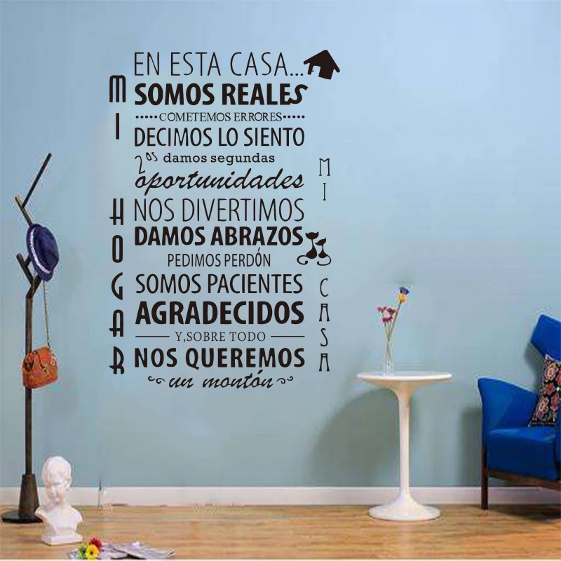 Removable Vinyl Carved Wall Sticker Spanish House Rules Art Wallpaper Simple Home Decoration, Painting SP-018