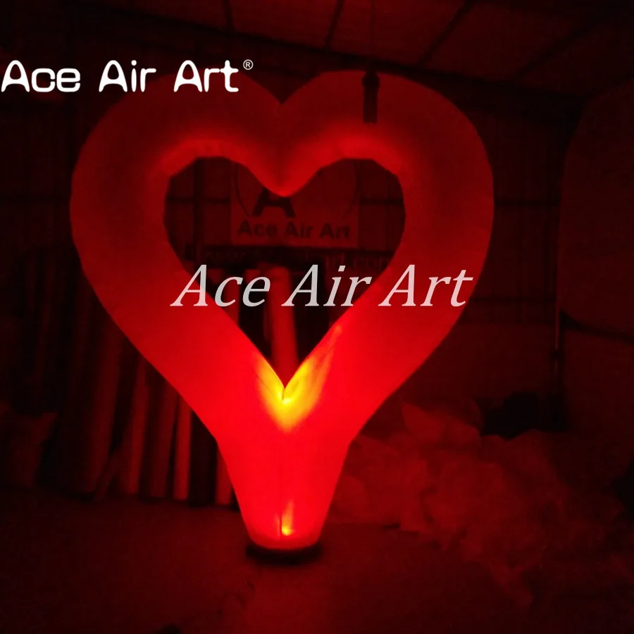 Colorful led inflatable heart with changing led lights,Romantic Inflatable Heart with base for wedding