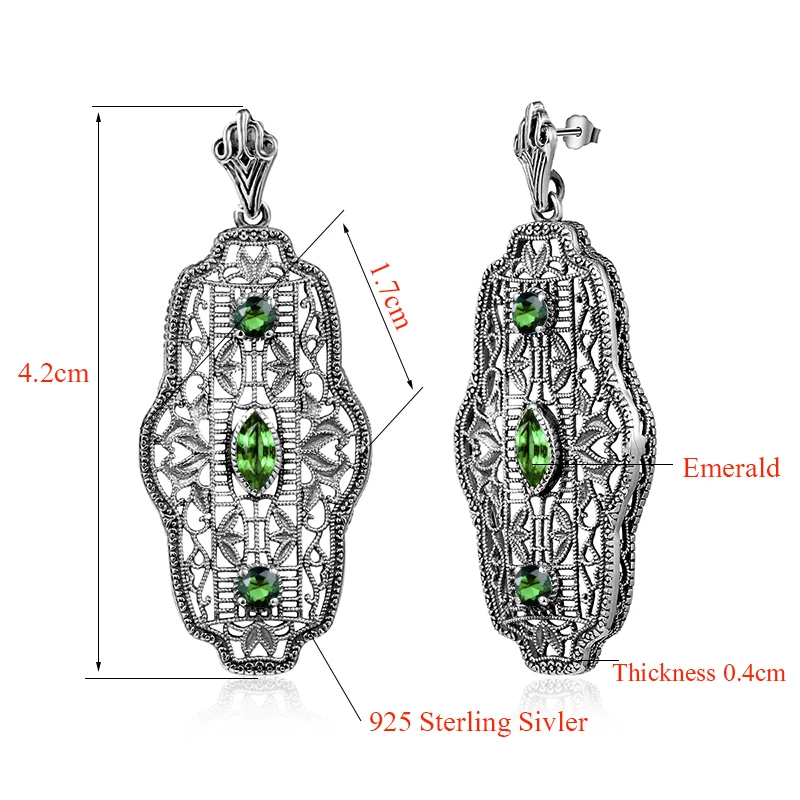 Imagem -06 - Szjinao Brincos de Gota Esmeralda Femininos Brincos em Prata 925 Luxo Joia de Casamento Noivado Fábrica Austríaca