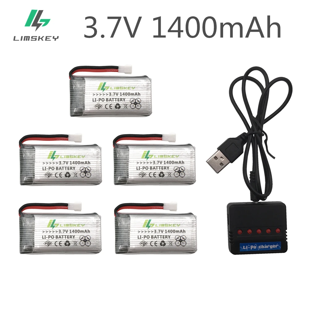 Batería LiPo de 1400mAh y 3,7 V, cargador de CA con enchufe USB para SYMA X5SW, X5SC, X5, X5C, Drone RC, Quadcopter, piezas de batería de repuesto