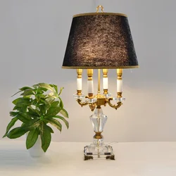 Modern Crystal Lighting Bedroom Bedside Luxury Fashion Big Lampshades Table Lamp Abajur Wedding Candelabra Ligting Fixture