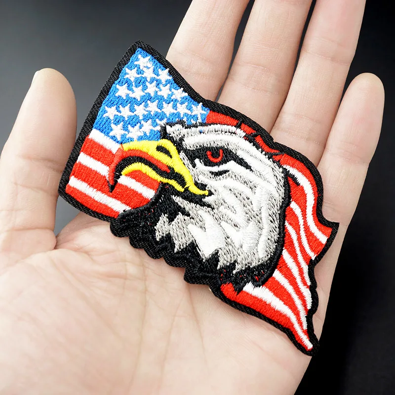 Eagle Size:5.1x9.0cm Embroidered Patch for Clothing Iron on Sew Applique Cute Fabric Clothes Shoes Bags DIY Decoration Patches