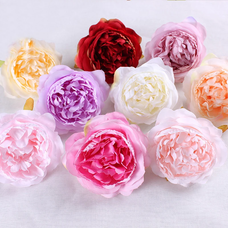 

35pcs High Simulation Core Peony Flower Head Silk Flower DIY Flower Wreath Wedding Flower Wall Background Decoration Silk Rose