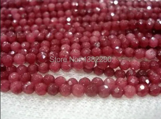 

! 4MM Brazilian Faceted Red gem round loose beads 15"2pc/lot Fashion DIY Jewelry Making Wholesale and retai