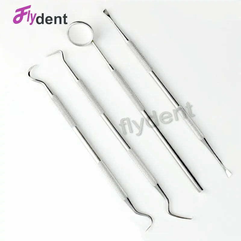 

4pcs Dental Clean Tool Set Teeth Cleaning Tartar Remover Stainless Steel Scraper With Mirror Oral Hygiene Kit