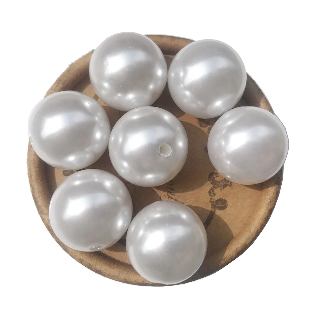 

Beads for Women Statement Necklace making White Pearl Bead A63 4mm to 30mm Pearls Round Beads Loose Chunky Bubblegum Bead