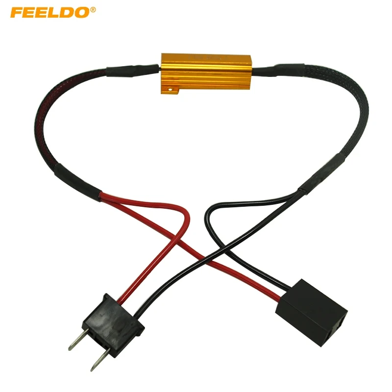 FEELDO 2Pcs H7 Headlight Load Resistor Fog Lamps Decoder LED Canbus Connection Resistance Line LED Fog Lights Resistor