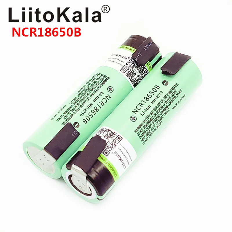 1-10pcs LiitoKala 34B 18650 NCR18650B 3.7V 3400mAh 18650 rechargeable lithium battery for  battery + DIY nickel