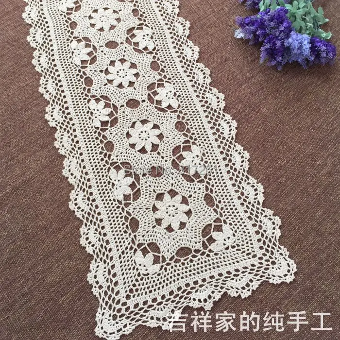2015 new arrival cotton crochet lace table runner for home decor TV table runner towel with flowers table cover cabinet mat