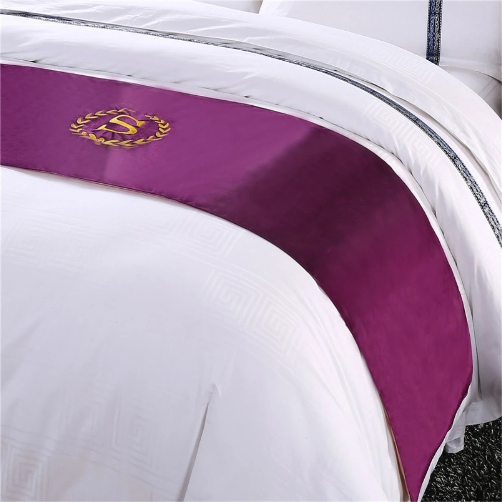 RAYUAN Purple Suede S Sign Double Layer Bed Runner Scarf Bedspread Bed Cover Hotel Bedding Decor Single Queen King 3 Size