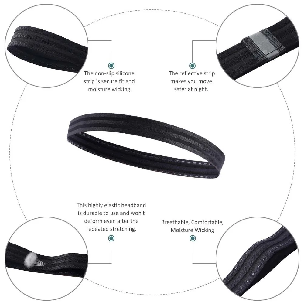 Non Slip Men Women Sweatband Sport Fitness Headband Tennis Badminton Basketball Running Headbands Hair Sweat Band