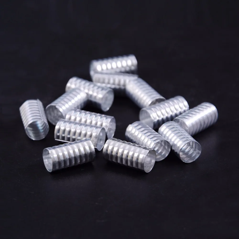 100 Buah 15X8Mm Silver Keemasan Gimbal Beads Spring Disesuaikan Bentuk Rambut Kepang Manset Klip Paduan Aluminium tube Lock Alat Styling