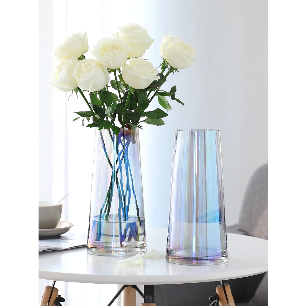 مزهرية زجاجية مبتكرة متعددة الألوان، مزهريات زهور شفافة لحفلات الزفاف، تررم زجاجي، ديكور منزلي مائي #4