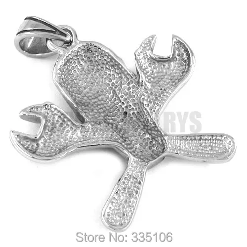 Free shipping! Spanner Flame Skull Pendant Stainless Steel Jewelry Punk Motor Biker Pendant SWP0208