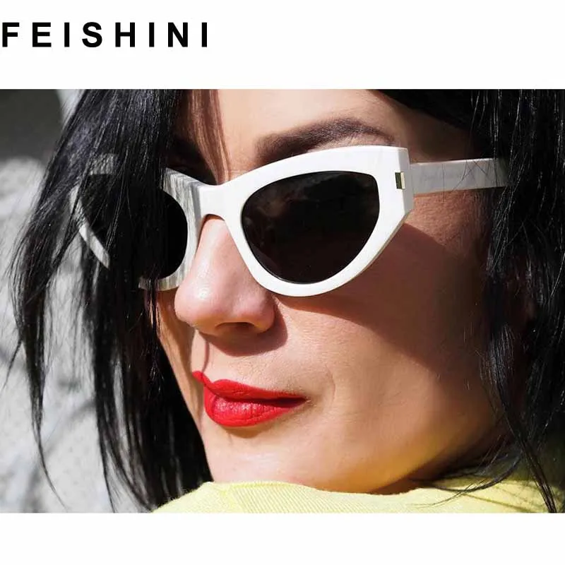 Fashion White Luxury Flat Top Quality Brand Cat Eye Sunglasses Women Vintage Elegant Oculos Red Summer Sun glasses Ladies UV400