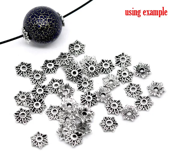 Free Shipping 1500pcs Antique Silver Tone Flower Bead Caps Findings 8x7mm (Fit 10-14mm Bead) Jewelry Findings Wholesale J0297*5