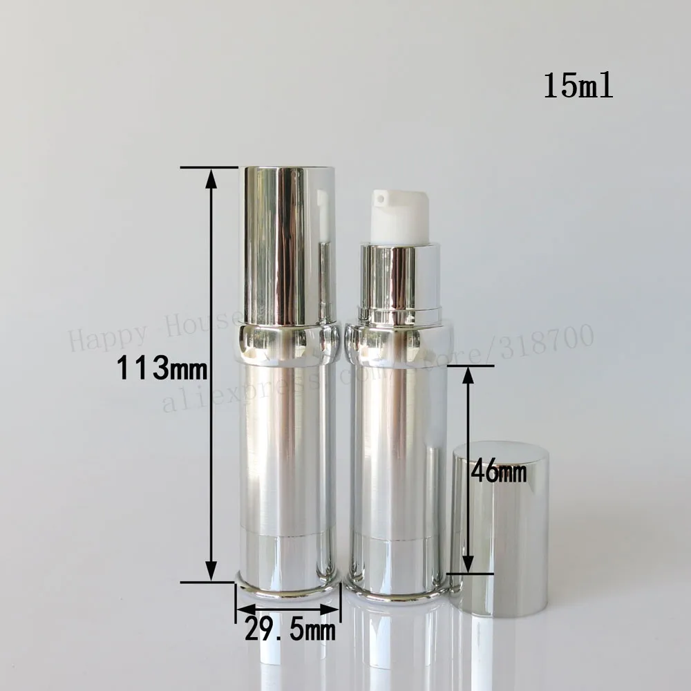 High Quality 30pcs x Fashion 15ml 20ml 30ml Silver Airless Lotion Pump Bottle Vacuum Cosmetic Airless Containers