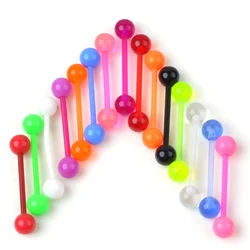 10Pcs Mixed Colorful Flexible Silicone Barbell Stud Tongue Ring Ball Bars Belly Navel Rings Stud Body Piercing Jewelry Wholesale