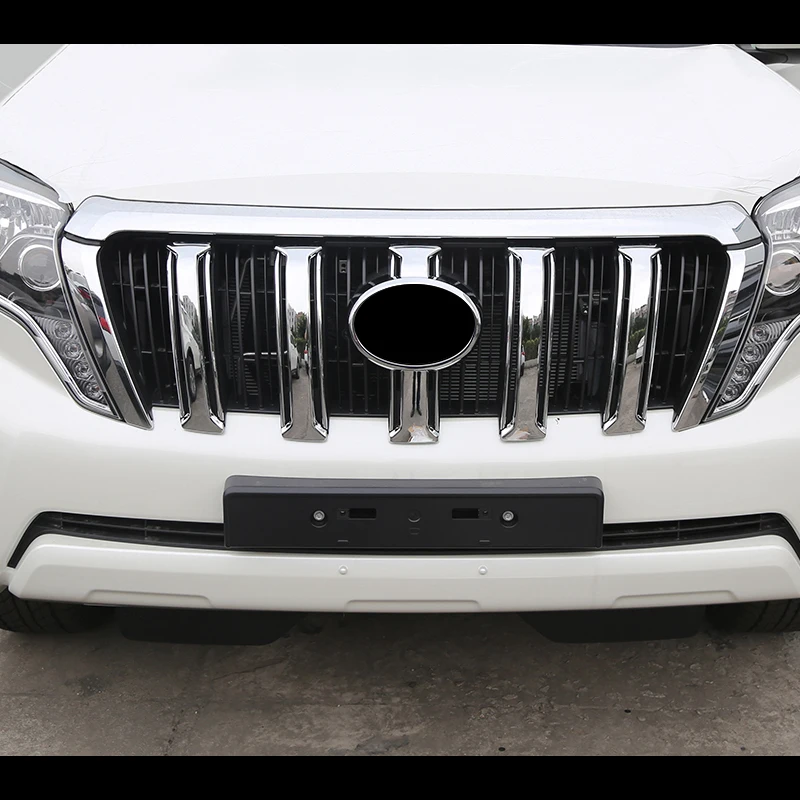For Toyota Land Cruiser 150 Prado LC150 FJ150 2014-2016 2017 Front Grille Trims Bumper Protector Chrome Car Styling Accessories