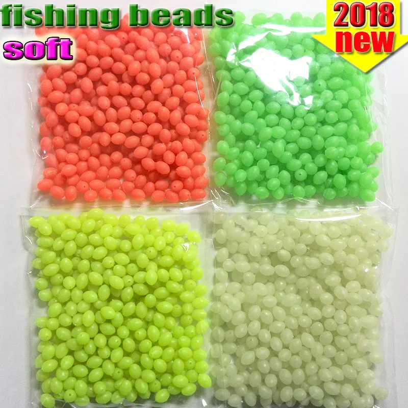 Oval fishing beads 300pcs/lot luminous beads fishing plastic lure glow in the dark color red yellow white green MM*MM