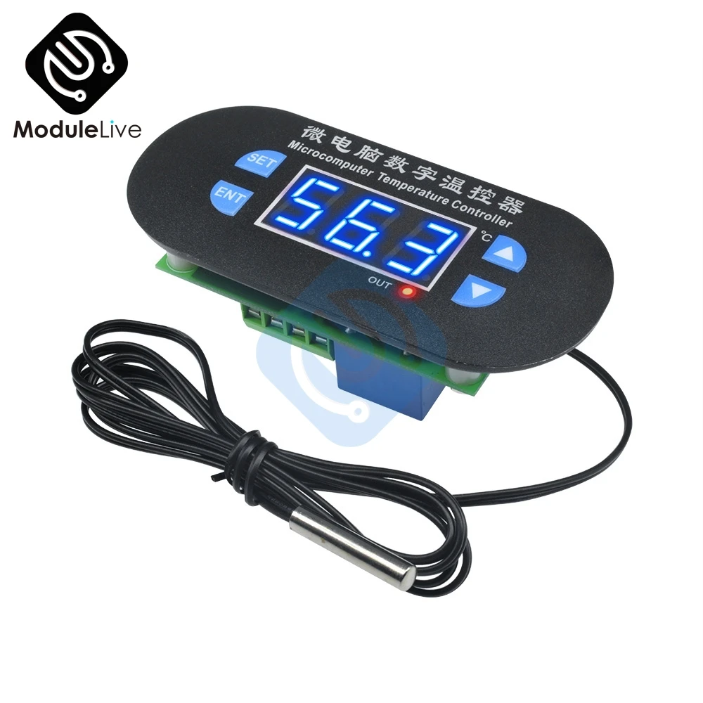 W1308 AC/DC 12V Digital Thermostat Temperature Alarm Controller Sensor Meter Blue LED 12V NTC Sensor Temperature Control Switch