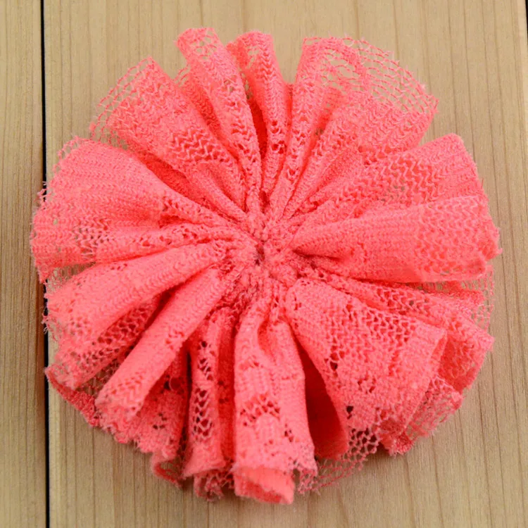 100 pcs/lot , lace fabric flowers, Ballerina ruffled flower , Wholesale Rhinestone Lace flowers