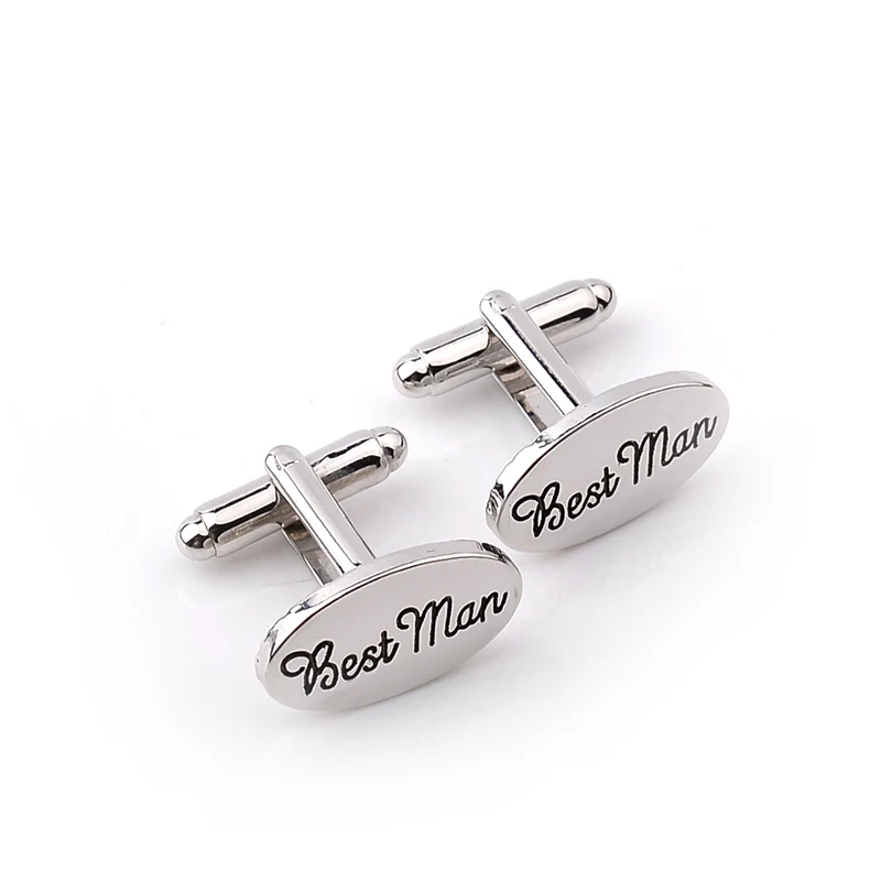 Best Man Cufflinks Silver  Cuff Links Wedding Party Gift for Men Best Mate Custom Hand Stamped Shirt Fasteners Cufflinks