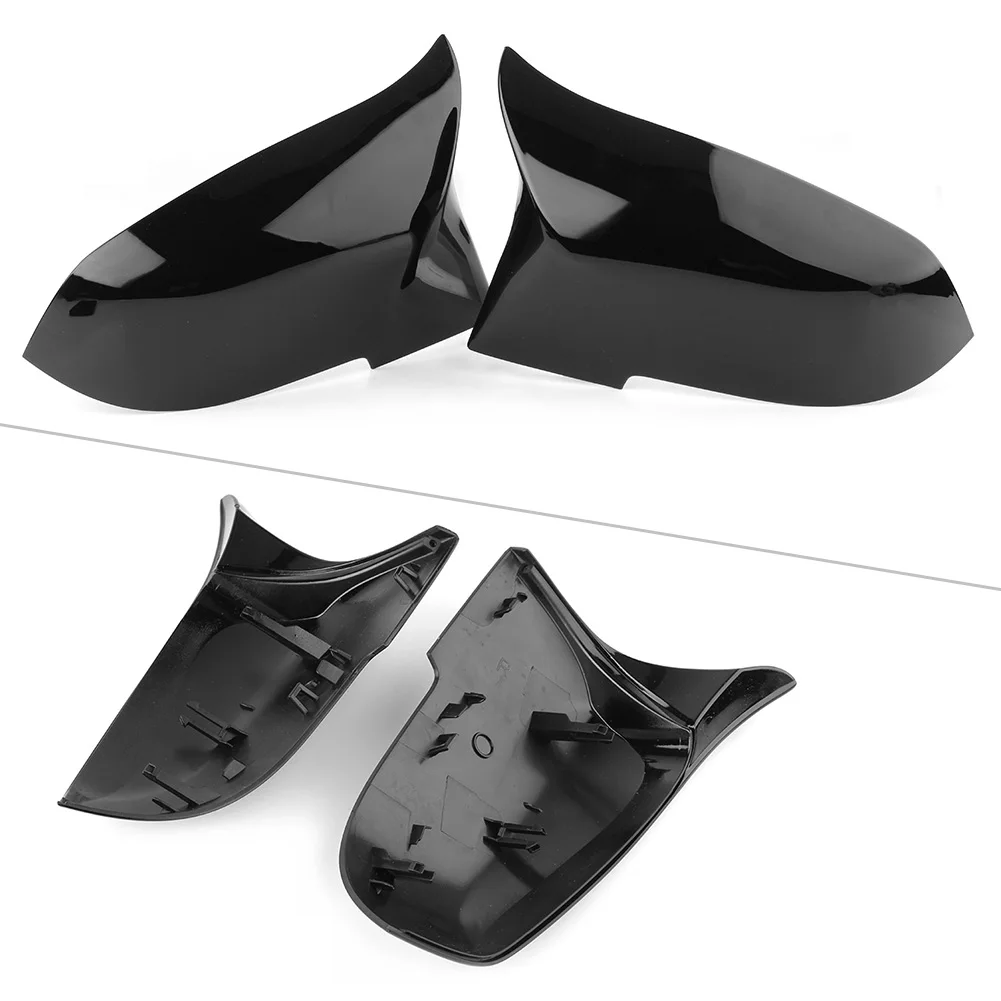 Car Rear View Side Mirror Cover Trim For BMW F20 F21 F30 F31 F32 F34 F36 X1 E84 F87 M2 Glossy Black ABS Plastic 2PCS