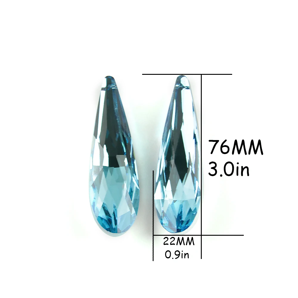 76mm 50pcs Crystal Long Teardrop Chandelier Pendants Feng Shui Lamp Parts for Wedding Home Lamp Decoration