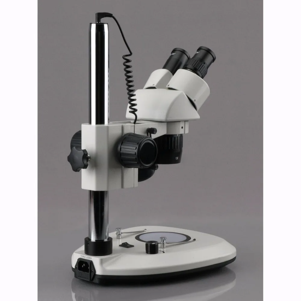 AmScope Supplies 20X-40X Super Widefield Pillar Stand Stereo Microscope with Top & Bottom LED Lights