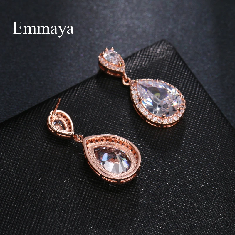 EMMAYA Delicate Cubic Zircon Teardrop Drop Earrings for Women Fashion Bridal Wedding Jewelry Gift Party