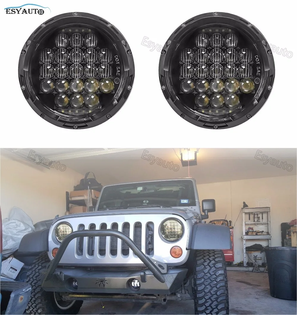 

2pcs 7inch Round Black/Silver LED Motorcycle Headlight 75W Projector Headlamp for jeep wrangler