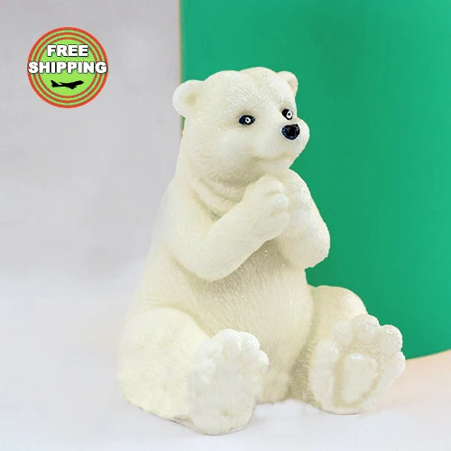 Polar bear soap mold Food-grade silicone moulds 3d handmade animal soap and candle mold with high quality Przy wholesale