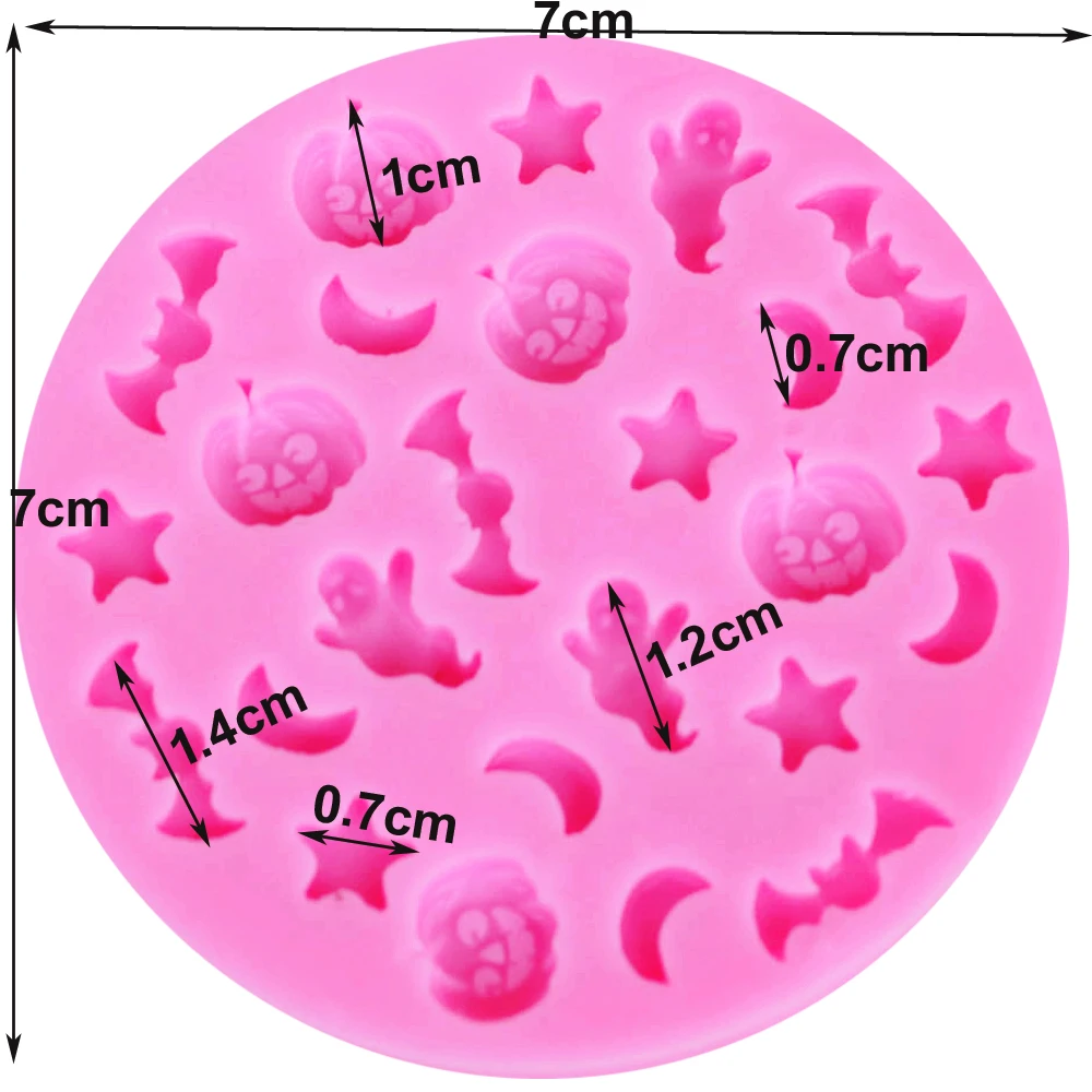 M288 Epoxy UV Resin Silicone Mold Mini Moons Stars Ghosts Bats Halloween Mask Pumpkins Cake Chocolate Candy Cooking Tool