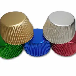 50x Cupcake Paper Cups Gold Silver Red Aluminum Foil Muffin Baking Cup Cake Liner Holder Case Wrappers Trays for Birthday Party