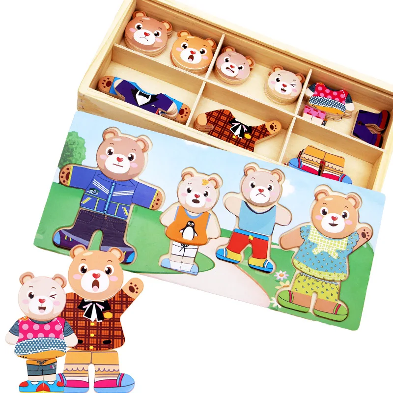 Di legno Di Puzzle Set Giocattoli Educativi per bambini Sopportano Cambiare I Vestiti Puzzle per Bambini In Legno Per Bambini Giocattolo