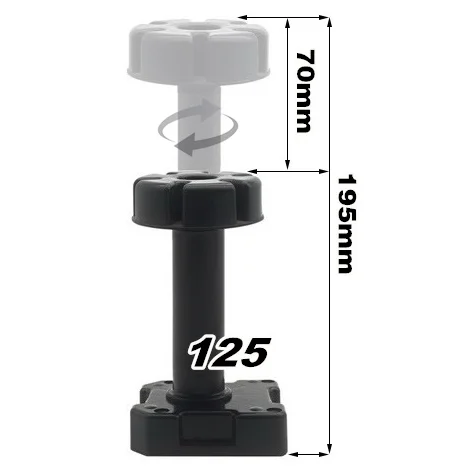 UKE 125-195mm Adjustable Feet Cabinet Foot Circular Plastic Thick and strong Adjustable Furniture Feet  PP Black Foot  Leg