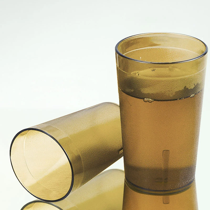 12pcs Plastic Tumbler Stackable Restaurant Beverage cups Dozen Quality Beverage Tumblers Reusable Cafe Bar Bottle Tea cup Yellow