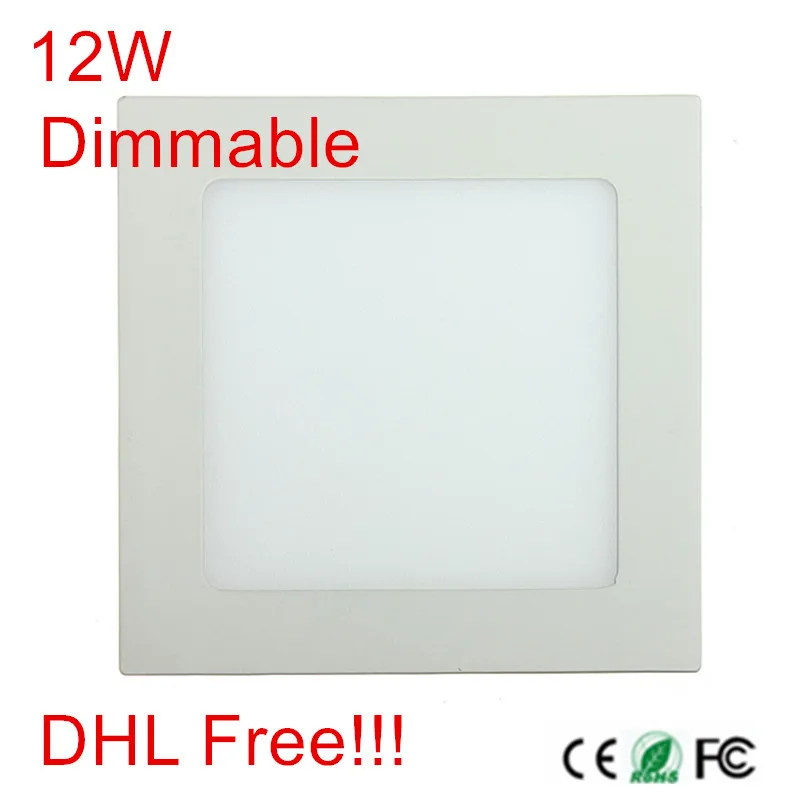 

40pcs 12W Dimmable LED Panel Light AC85-265V Brightness With Power Adapter Warm/Natural/Cool White Optional DHL free shipping