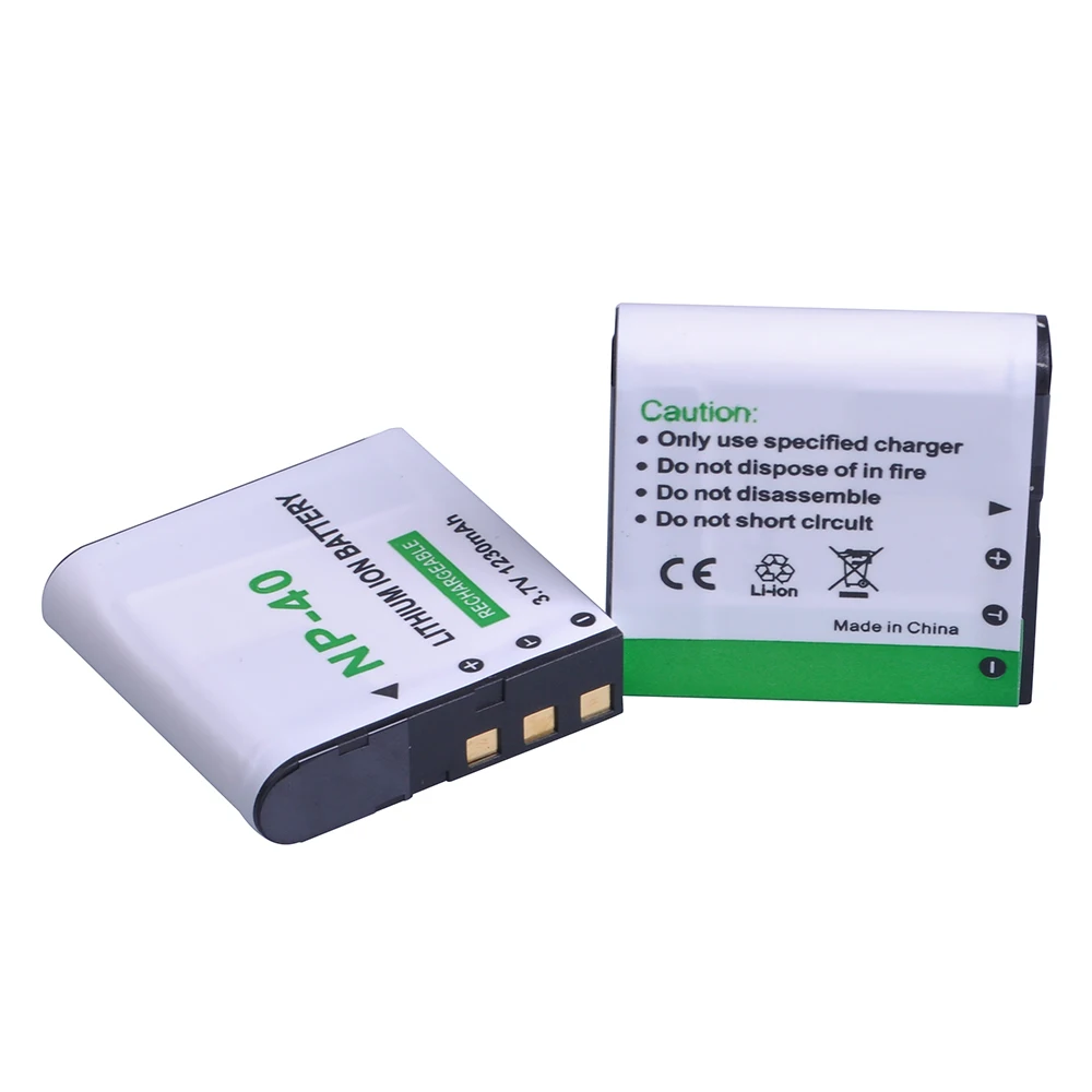 2Pcs 1230mAh NP-40 NP40 Camera Battery Pack + LCD USB Charger for Casio EX-Z30/Z40/Z50/Z55/Z57/Z750 EX-P505/P600/P700 PM200