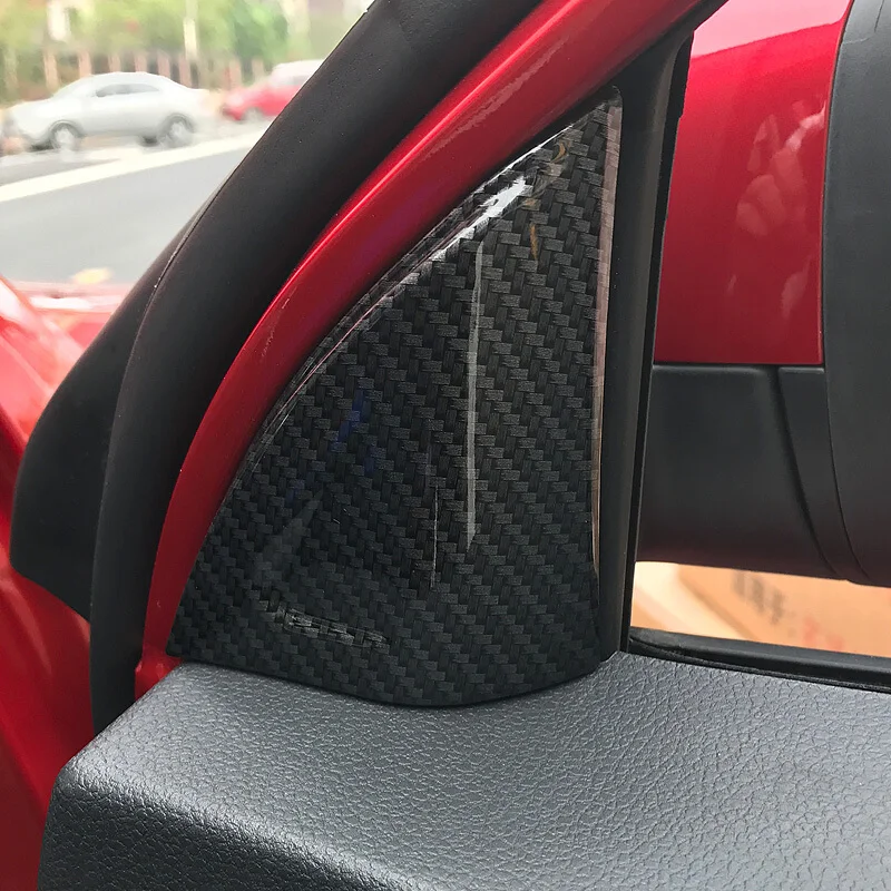 For MG ZS 2018 ABS Matte/Carbon Fibre Car door window triangle Decorative frame sticker Protective cover car accessories 2pcs