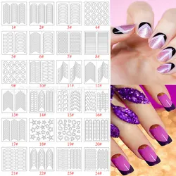 Adomaner 10 Sheets/Lot fransız şablon manikür DIY Nail Art formu saçak İpuçları kılavuzları çıkartmalar şablon şerit Styling güzellik araçları