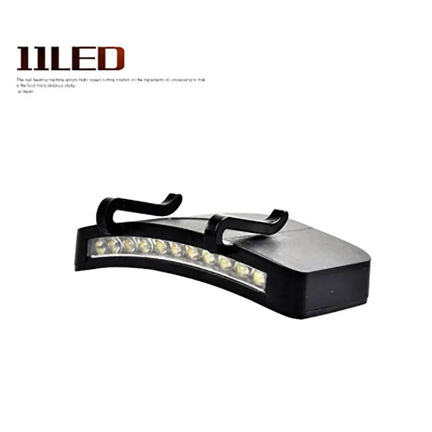 ポータブル11 led夕食高輝度ライトヘッドランプキャップつばクリップオン懐中電灯夜釣り/キャンプ/ハイキング照明作業灯