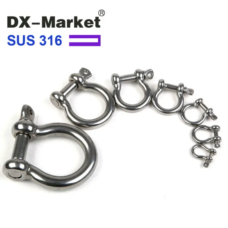 m12 ,4pcs  , 316 stainless steel bow shackle , high quality antirust shackle , sus316 m12 bow shackle