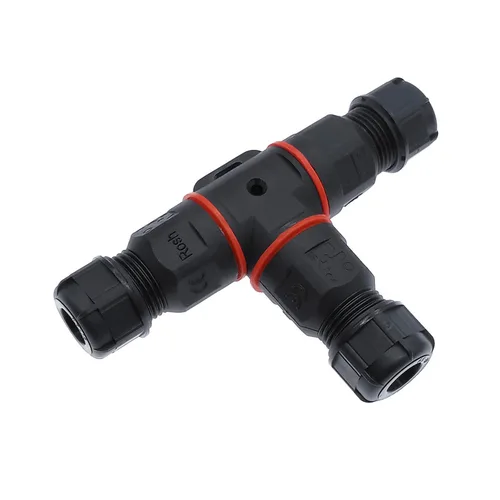 Imagen 1 del producto Conector impermeable IP68 en forma de T, 3 pines, 250V, 24A, conector de manga de glándula de Cable, conector impermeable de conexión rápida