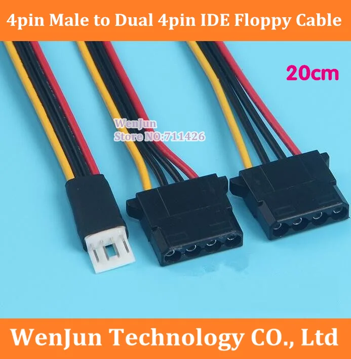 Fee Shipping samll 4pin Male to Dual 4pin IDE Female Hard Driver Floppy Power Adapter Cable 20cm 200pcs/lot