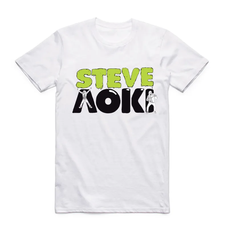 2019 Summer New Men Print STEVE AOKI T-shirt O-Neck Short Sleeves Graphic EDM House Music Festival Ibiza Electro T Shirt Top Tee